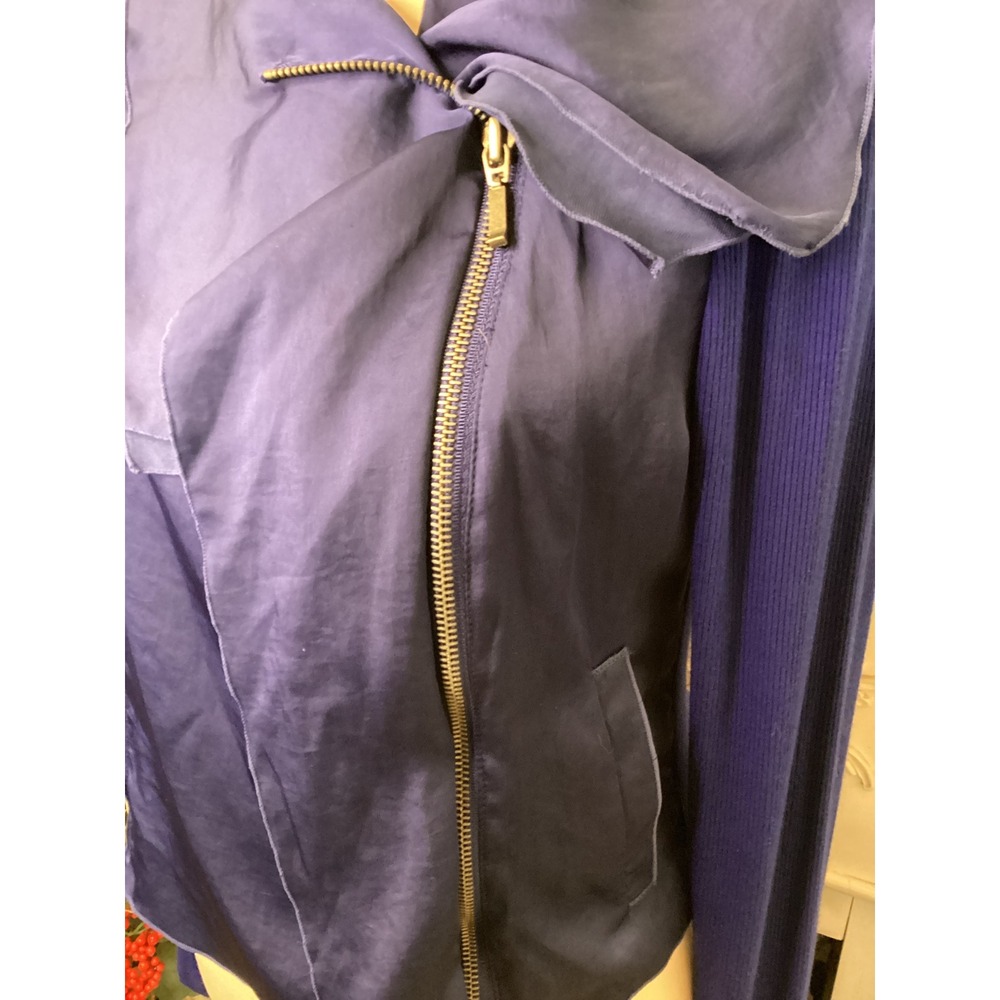 INC‎ International Concepts Jacket Blue Mixed Media Zip Blouse - Picture 3 of 6